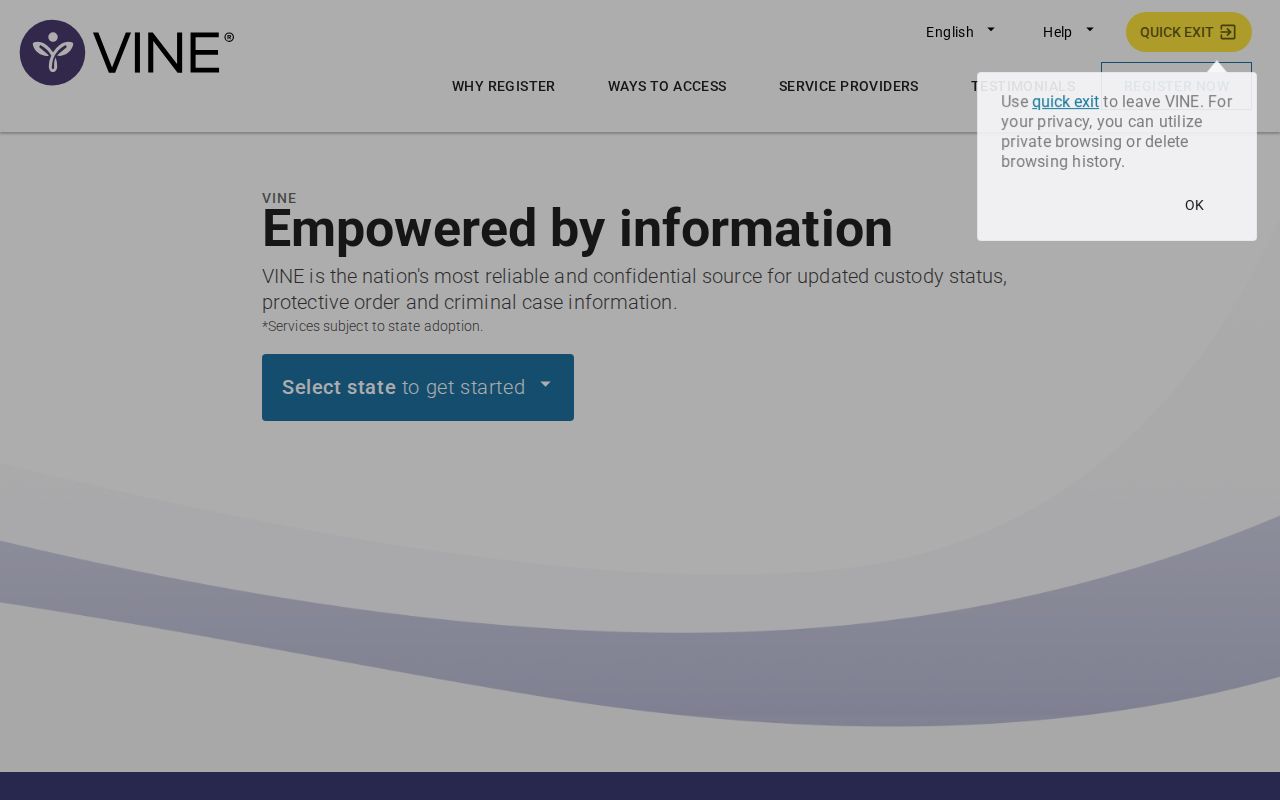 San Benito County VINELink custody search and alert service