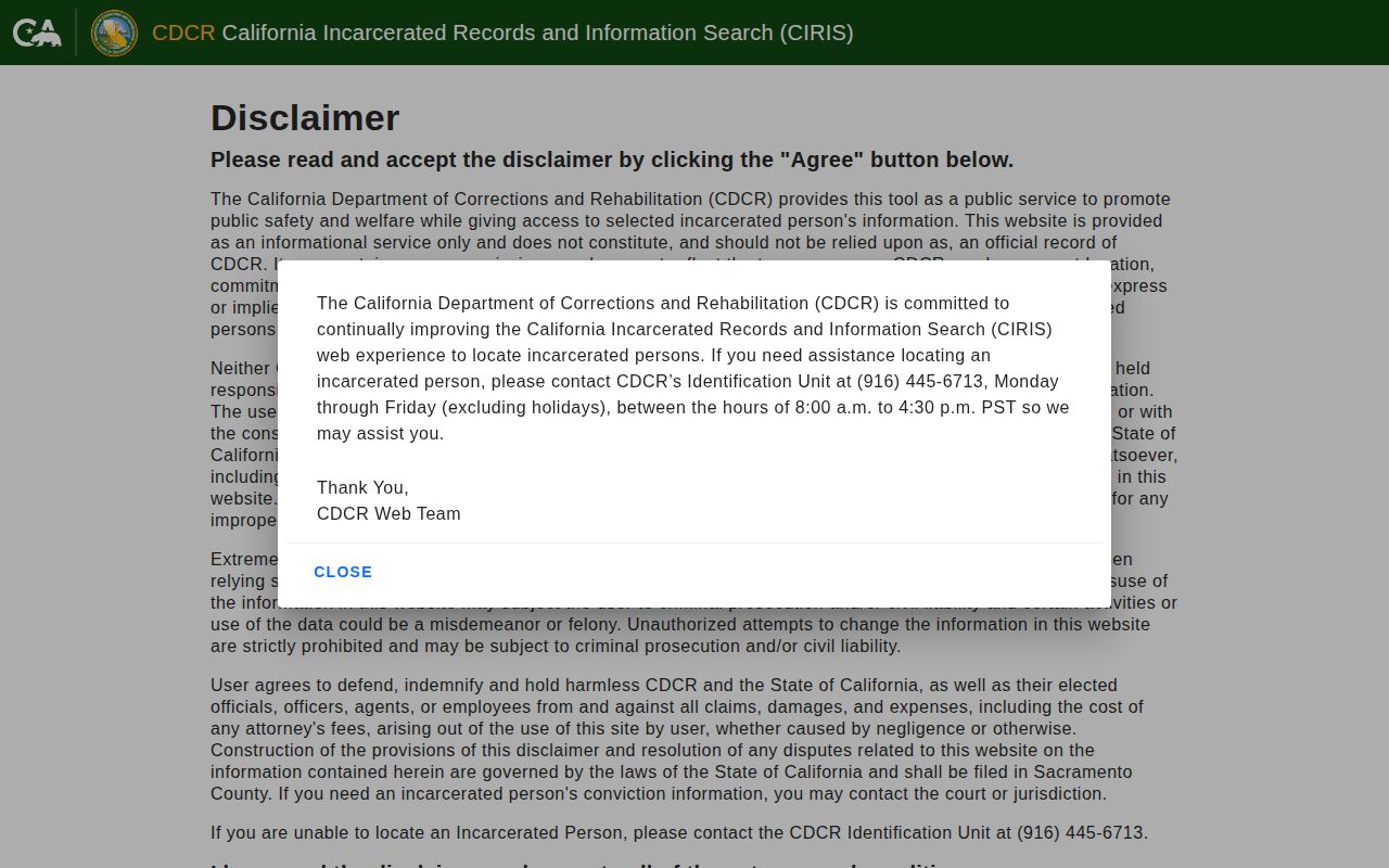 California CDCR search for a later San Benito County custody record