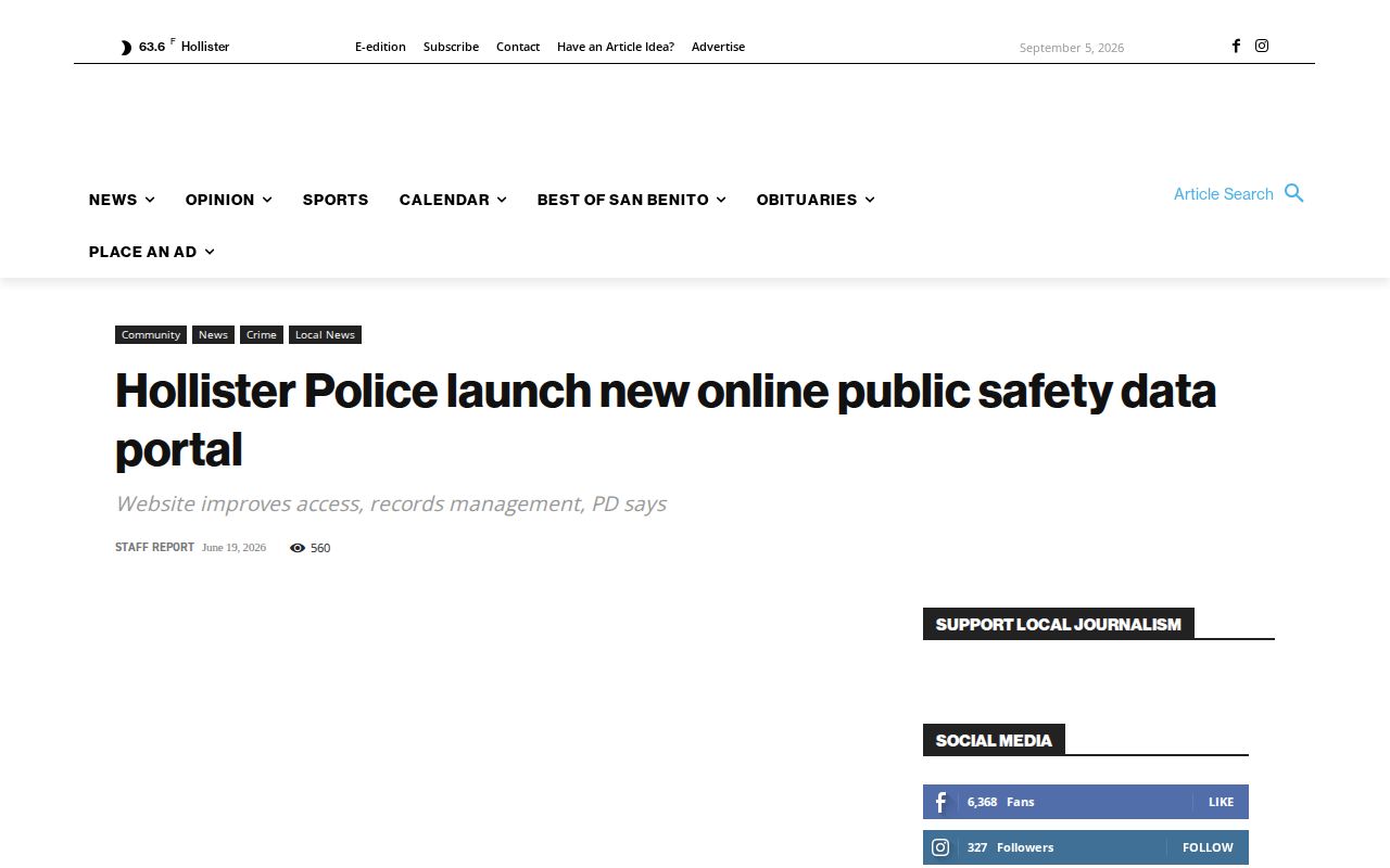 San Benito County news report about Hollister Citizen RIMS arrest portal